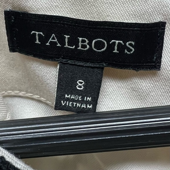 Talbots Dress Womens 8 Cream Black Floral Chevron Crochet Overlay Church Career - Picture 6 of 10